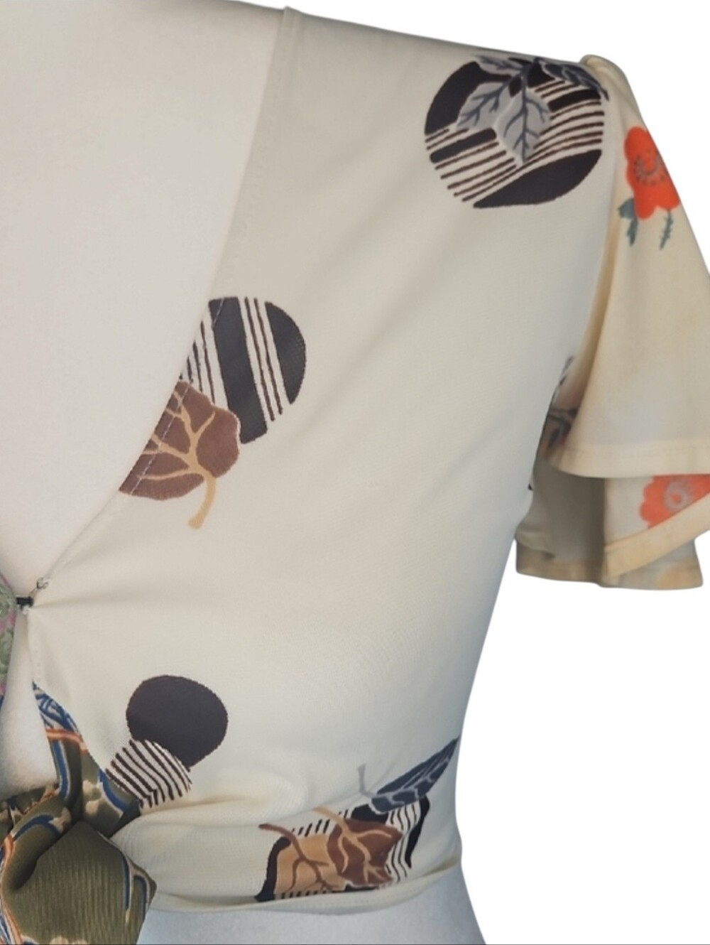 Kawaii Kimono Crop Top Japanese Whimsy Jade Green Pink Cream Bell Sleeves *XS - Picture 3 of 10